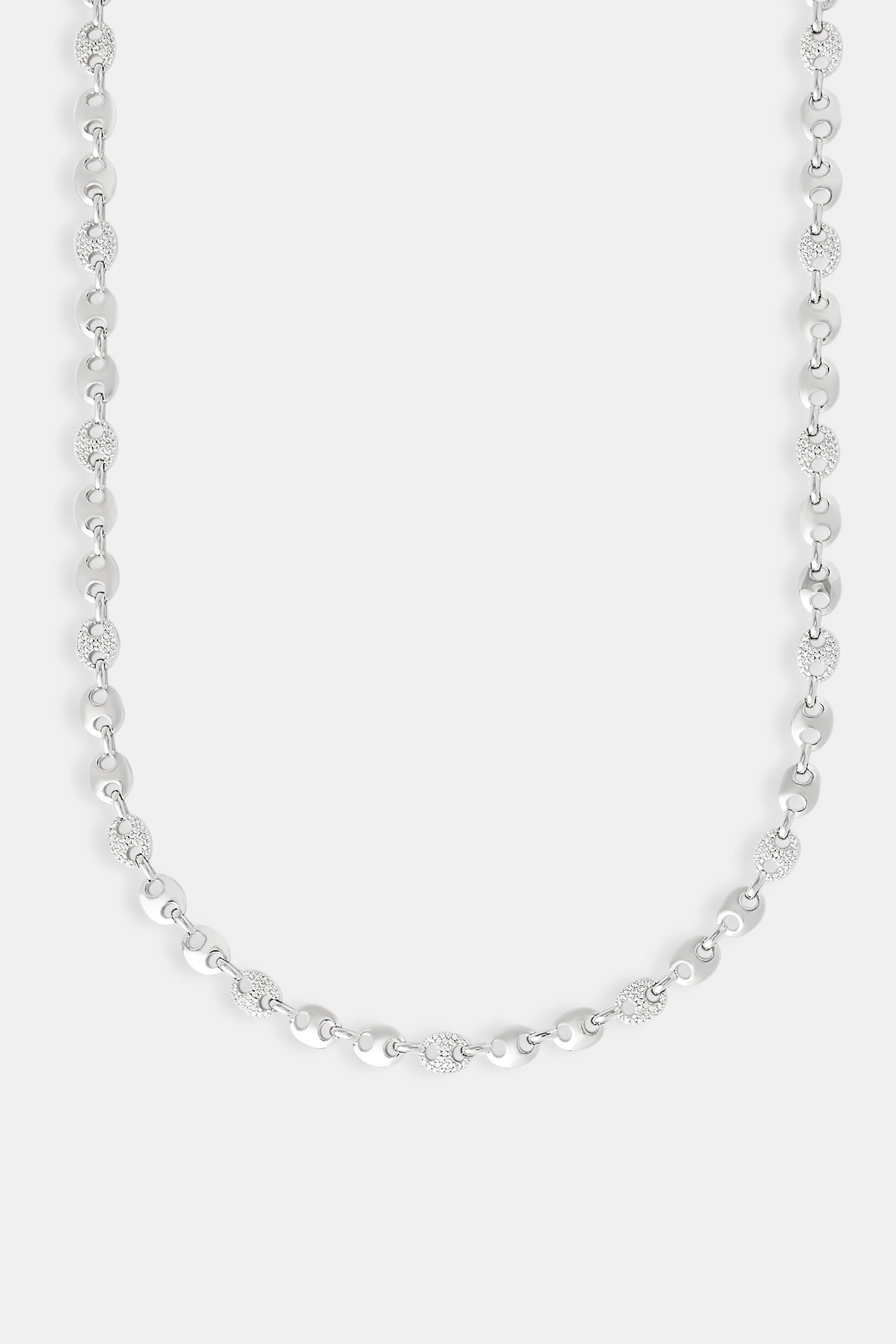 Polierte und eisbesetzte CZ-Pave-Kaffeebohnenkette – 5 mm